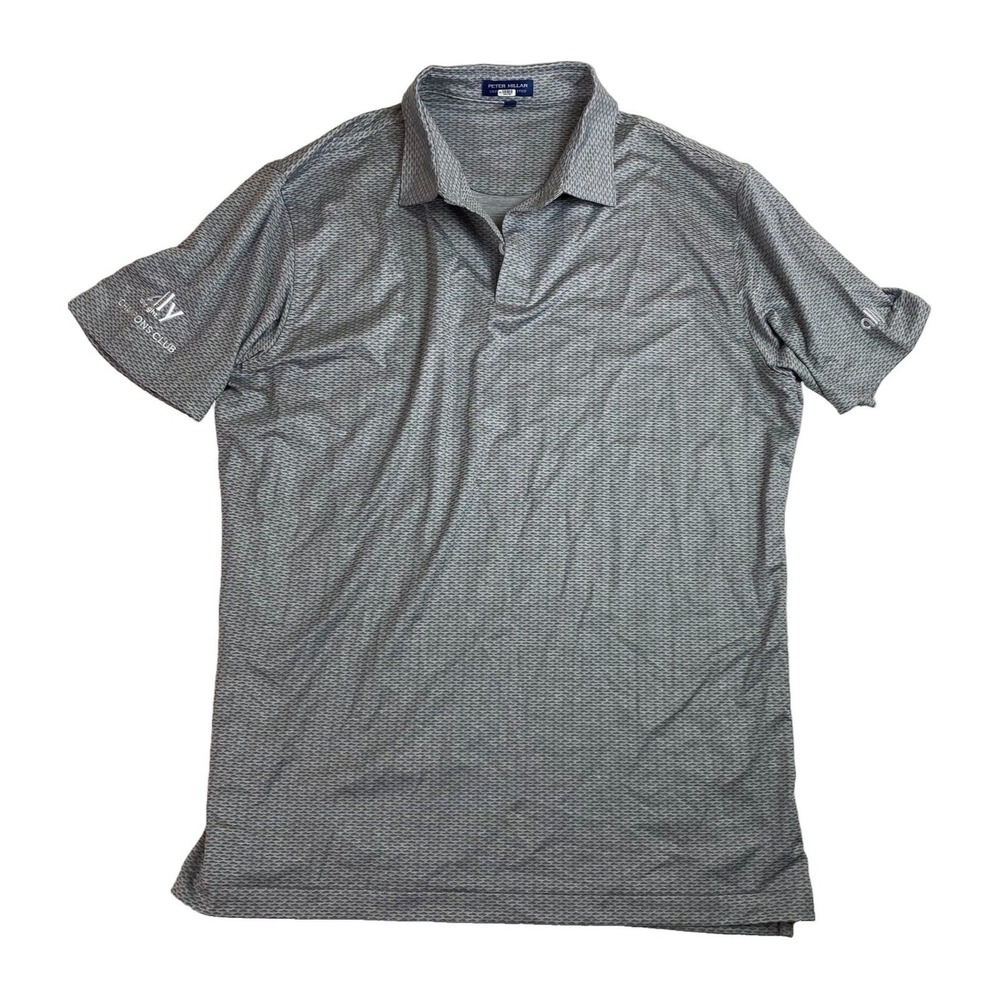 Peter Millar Crown Crafted Mens L Geddes Performance‎ Golf Polo Shirt Ally Gray
